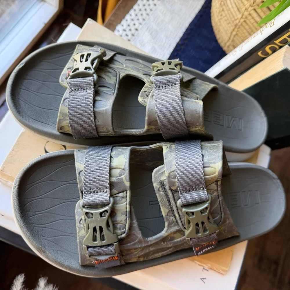 Merrell Hydro Slide 2 Mens 11 Olive Green Camo Adjustable Strap Sandals J005227